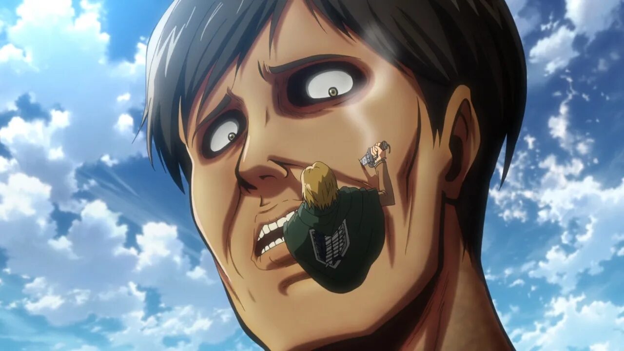 атака титанов улыбающийся титан. девианты атака титанов. атака титанов титан ест эрена. пучеглазый титан атака титанов. имир атака титанов.