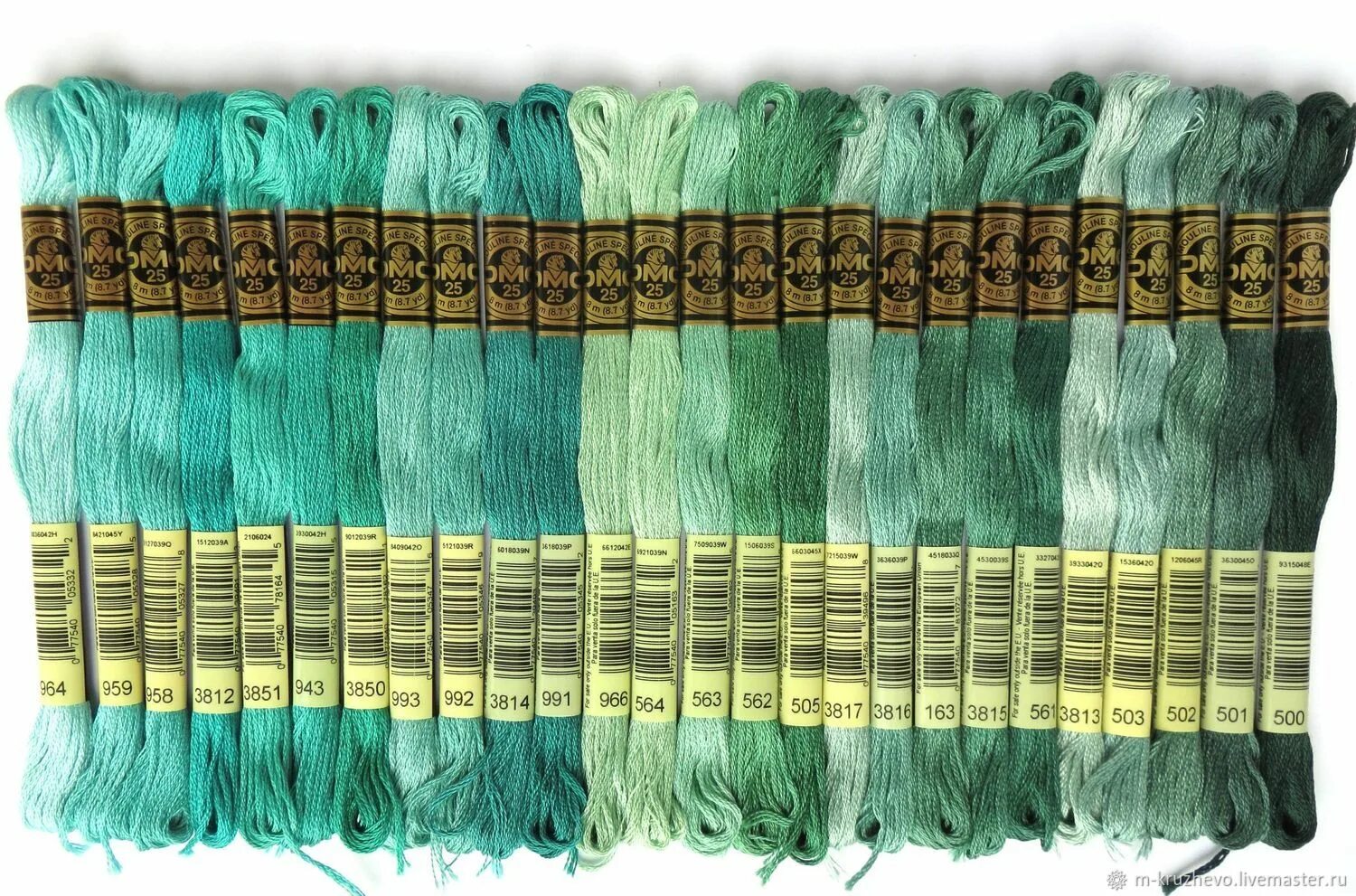 нитки мулине зеленые