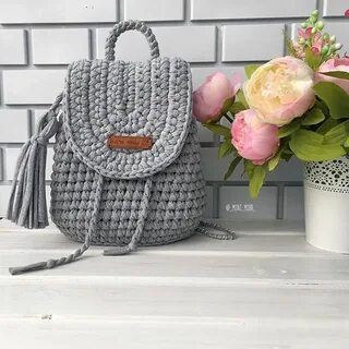 Рюкзак крючком из трикотажной