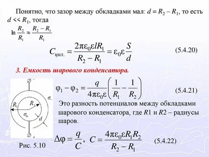 Разности потенциалов между обкладками