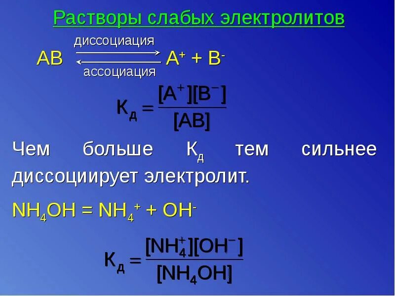 Сильные и слабые диссоциации