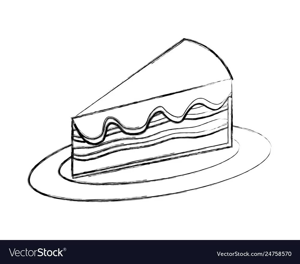 Кусок торта на тарелке рисунок
