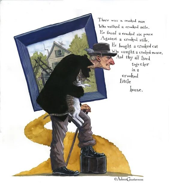 He walked. He walked. Rhyme crooked man. He walk in the street во всех временах. Trip over the dog.