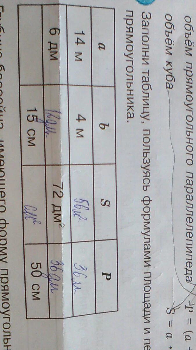 Ответы: Используя формулу площади квадрата заполните таблицу.