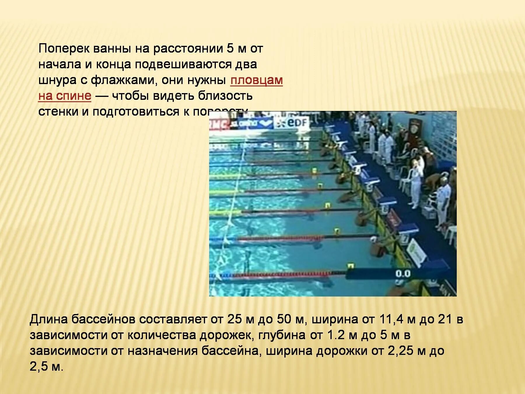 Длина бассейна имеющего