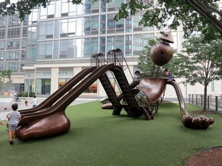 Big playground. Серебряные башни (silver towers playground), нью-йорк, сша. детские площадки в нью йорке. оригинальные детские площадки. необычная детская площадка.