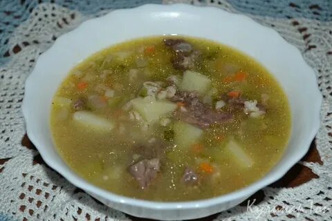 Перловка с мясом и огурцами