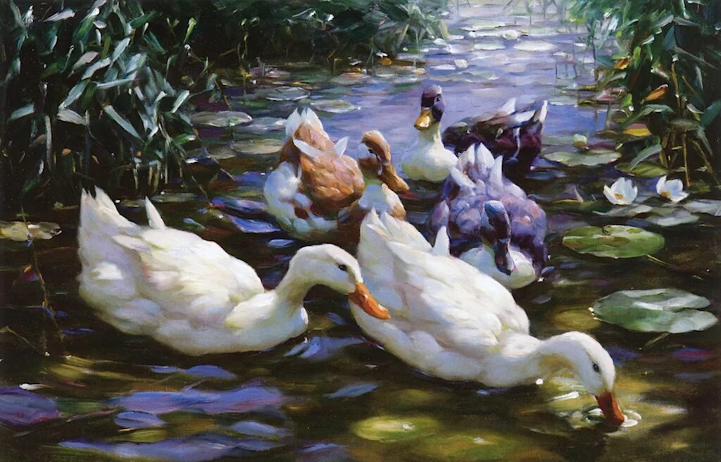 5 duck. Alexander Max Koester картины. Утки в живописи.