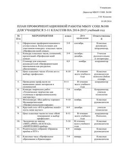 План профориентационной школы