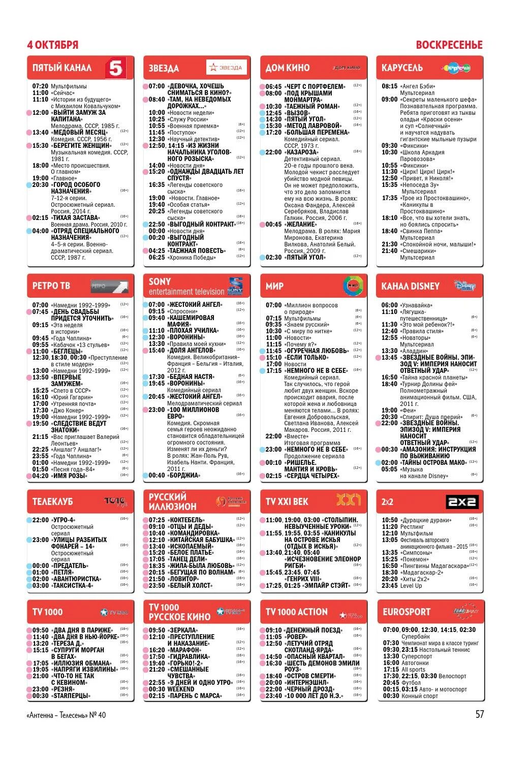 Журнал Телесемь Телепрограмма. Программа телепередач. Программа передач на воскресенье. Программа Телесемь Карусель.