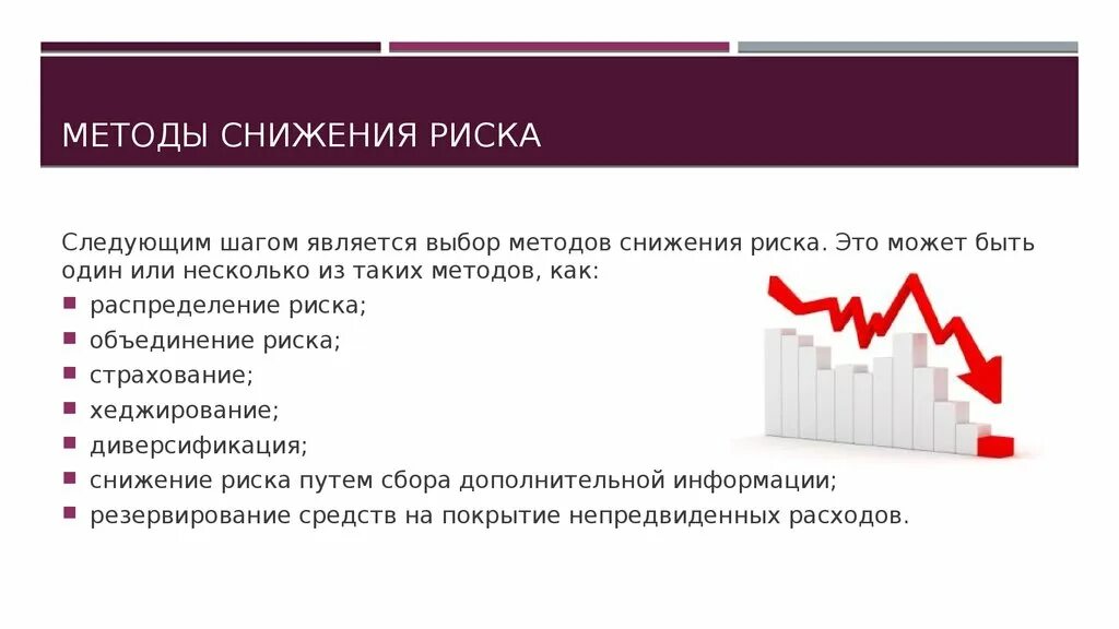 Методы управления рисками снижение