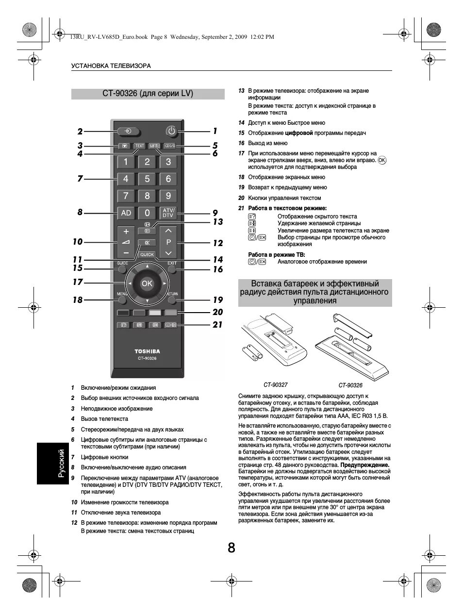 Инструкция телевизора toshiba