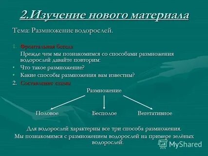 7 класс конспект размножение водорослей