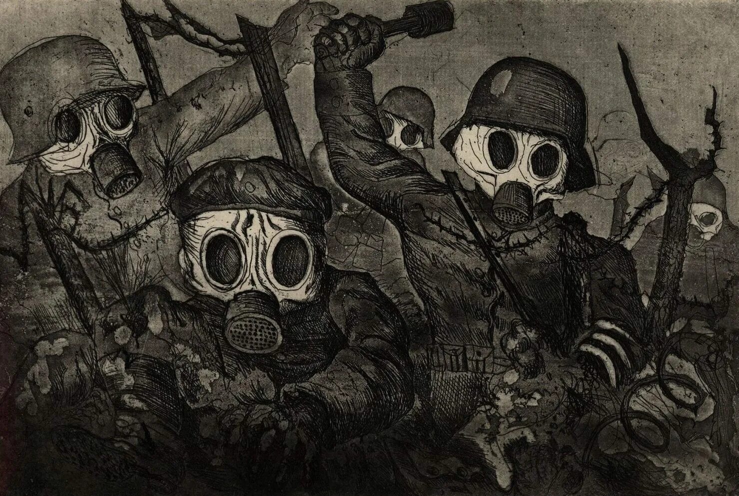 Связь страха и ужаса с войной. Отто Дикс газовая атака. Отто Дикс художник картины о войне.