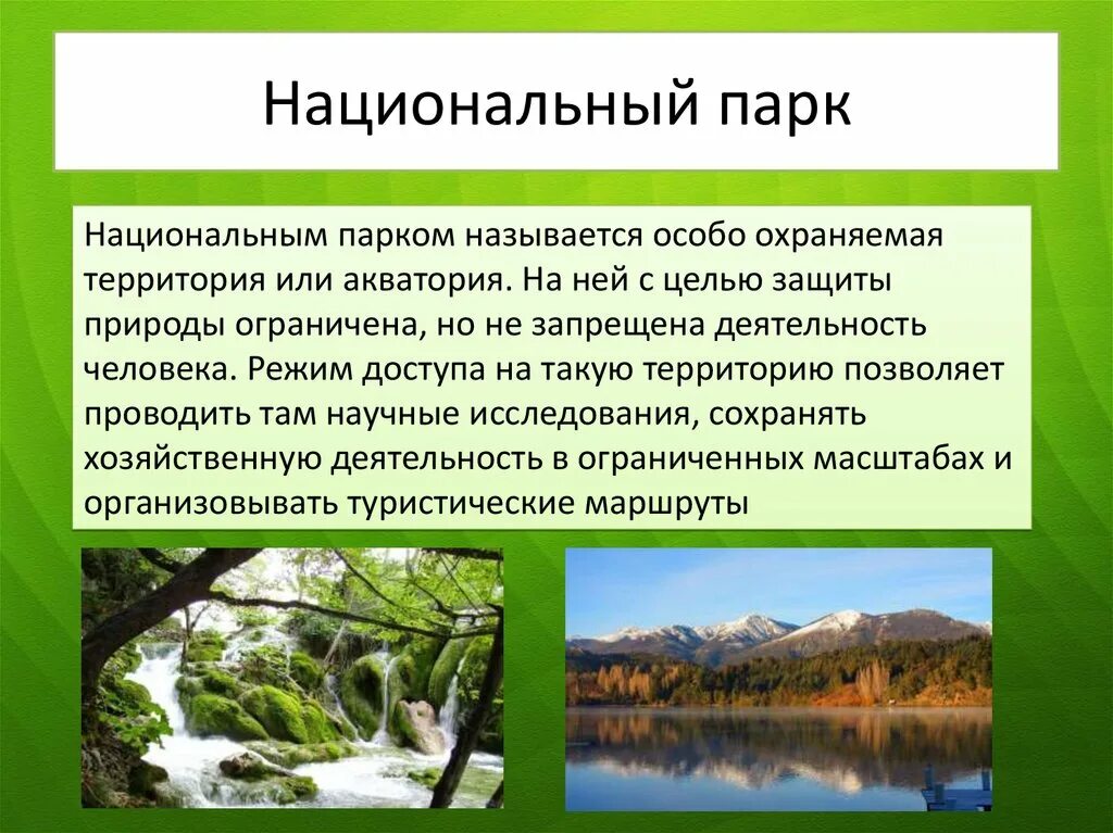 Как называется вид особо охраняемых природных территорий. Особо охраняемые природные территории национальный парк. Национальные парки ООПТ. Национальный парк это особо охраняемая территория. ООПТ национальный парк.