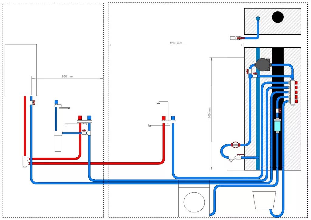 Схема разводки труб с газовой колонкой. Схема разводки водопровода в хрущевке с газовой колонкой. Разводка водопровода в квартире с газовой колонкой схема. Схема водопровода с колонкой в квартире.