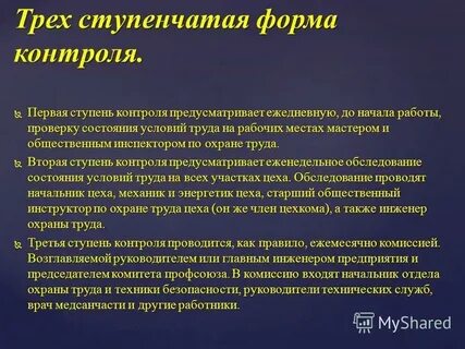 Ступени контроля по охране труда