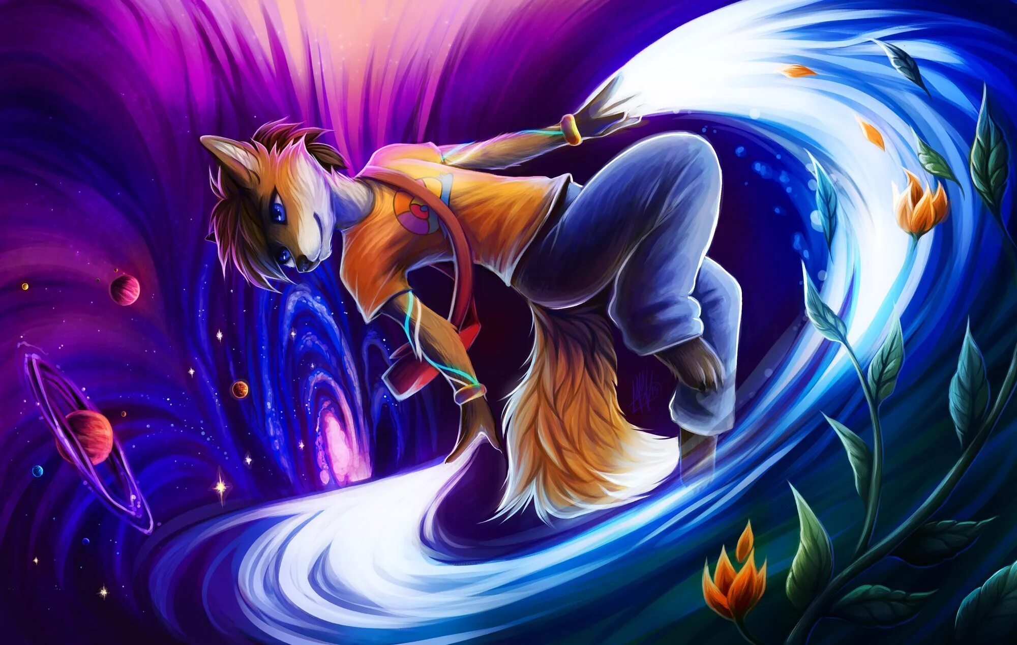 Лиса в космосе. Лиса бежит. Телешоу аватар. Шоу аватар лиса ветер с моря. Магическая лиса кицунэ.