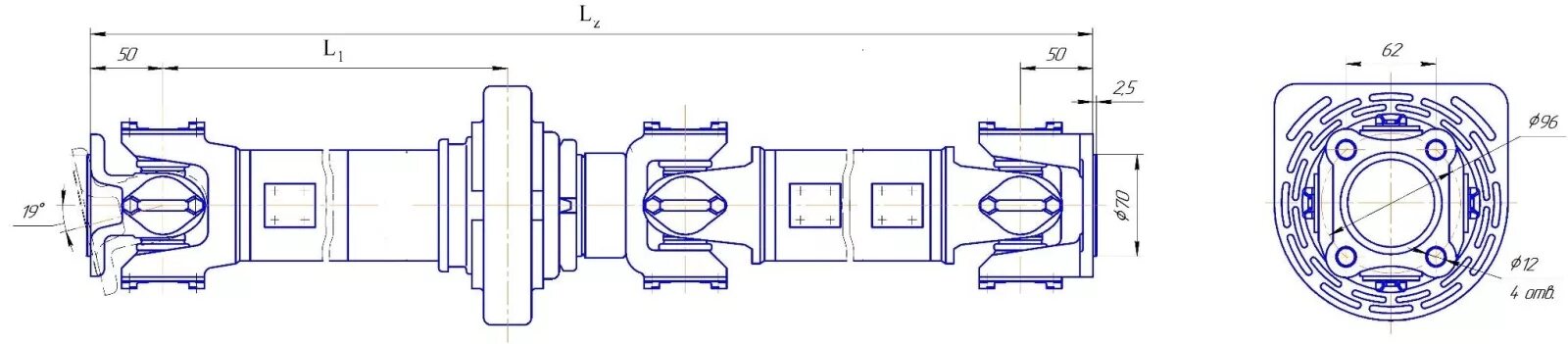 Длина кардана газ