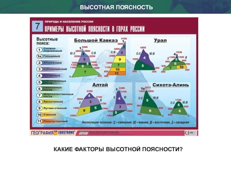 Высотная поясность Кавказа 8 класс география. Высотная поясность большого Кавказа. Схема ВЫСОТНОЙ поясности Южного Урала 8 класс география. Высотная поясность гор России таблица. Высотная поясность таблица природные зоны