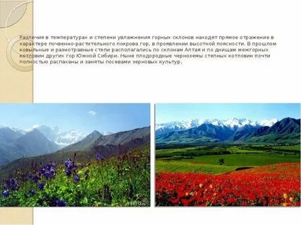 Какие особенности характерны для гор южной сибири