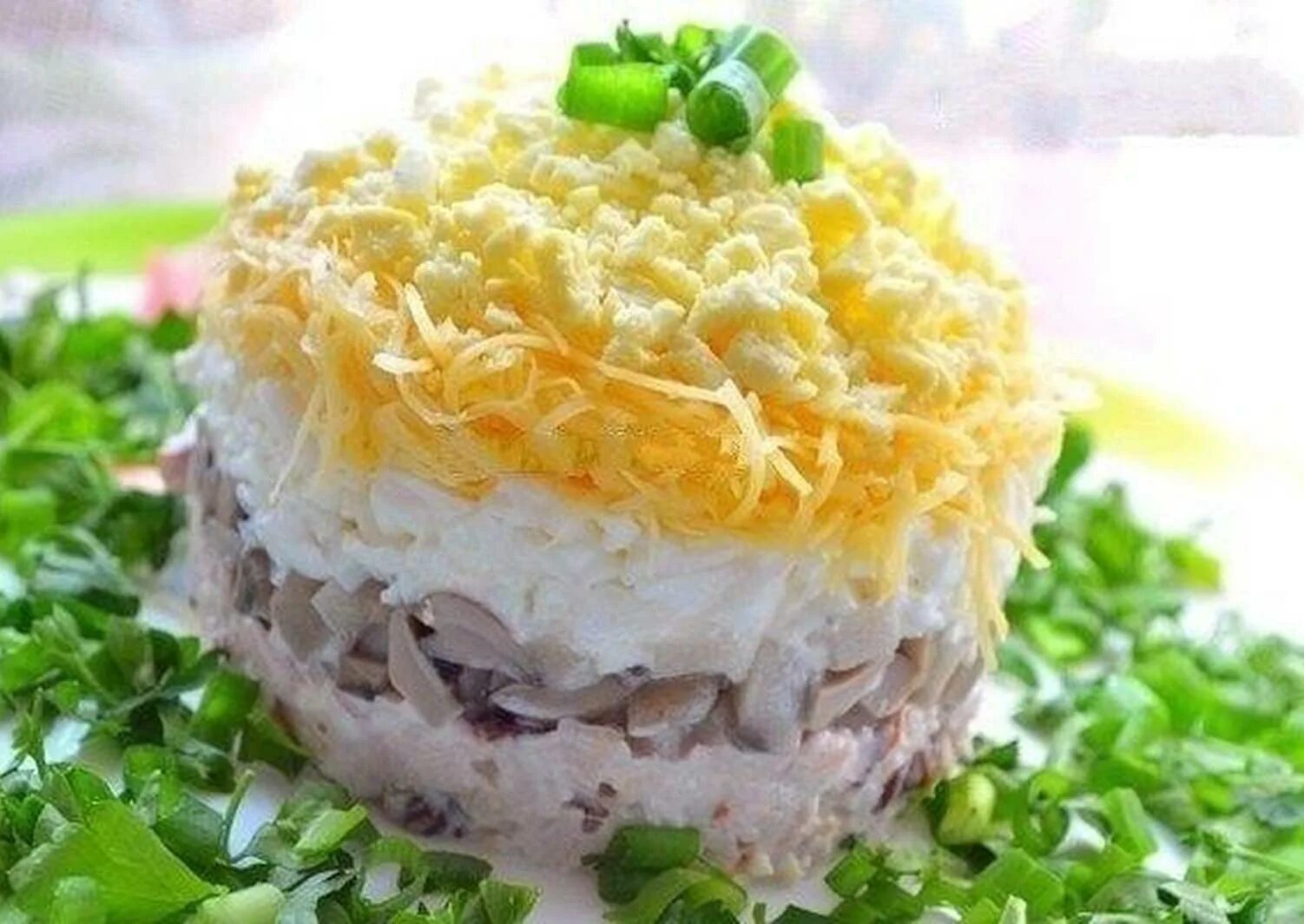 Салат нежность слои. Салат. Вкусные салаты. Салат мужской каприз фото. Слоёный салат с курицей и грибами.