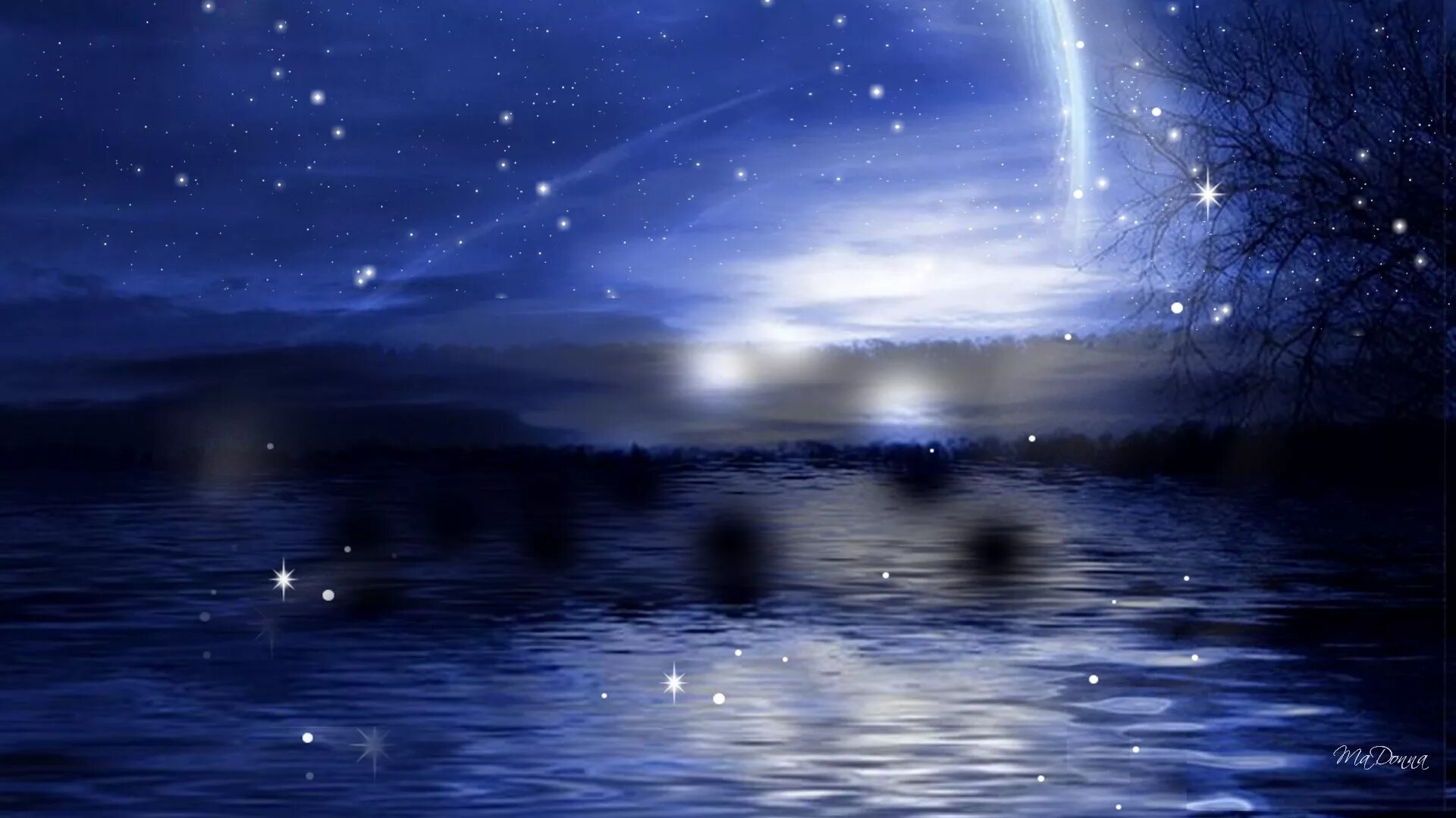 Ночное озеро со звездами. Звездная река. Ночь озеро Луна. Светлая ночь.