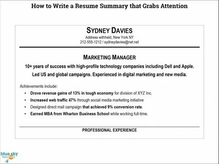 As you'll see in the sample resume below, a resume summary statement s...