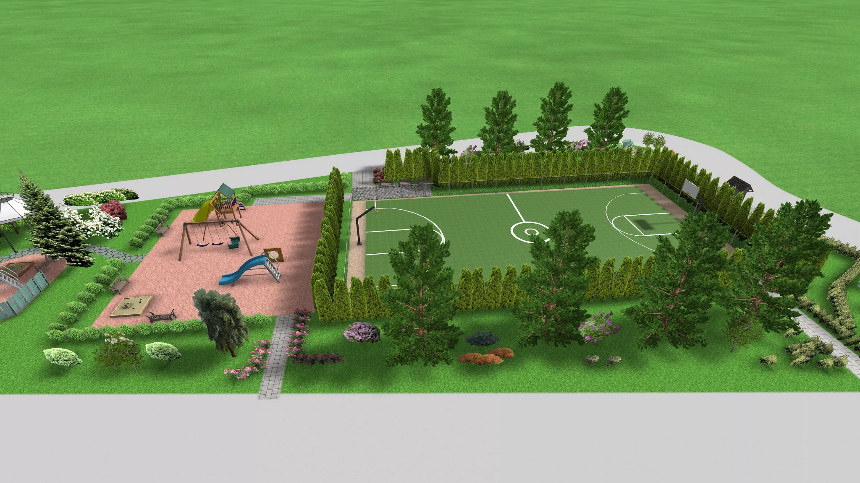 как сделать территорию больше. кеннеди макрэ ландшафтный дизайнер. проект озеленения. как сделать территорию больше. проект благоустройства территории.