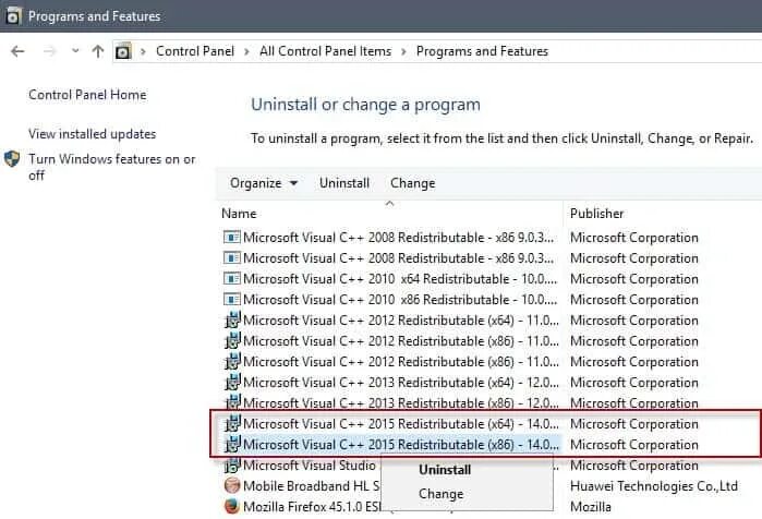 Microsoft Visual c++ Windows 10. Microsoft Visual c++ в панели управления. Распространяемый пакет Microsoft Visual c++ 2015. Платформа runtime программы и компоненты. Redistributable package hybrid