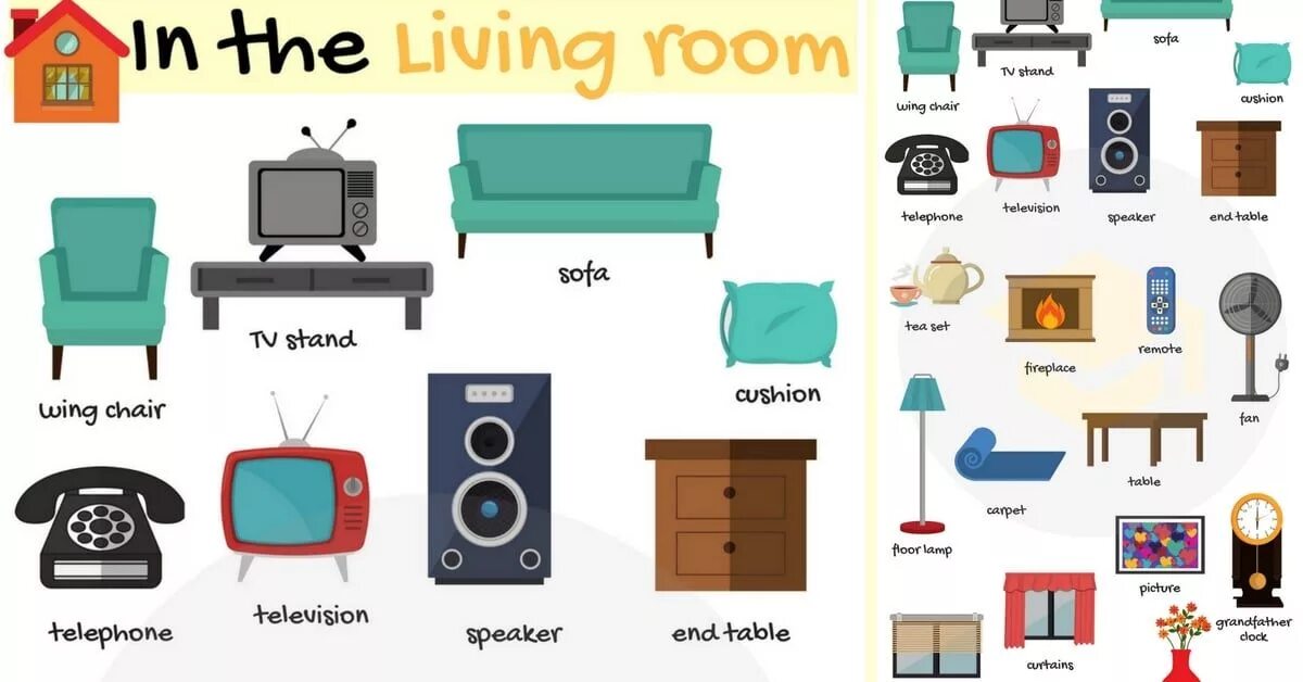 Living items. Мебель на английском языке. Мебель на английском языке для детей. Предметы мебели. Названия предметов мебели и интерьера.