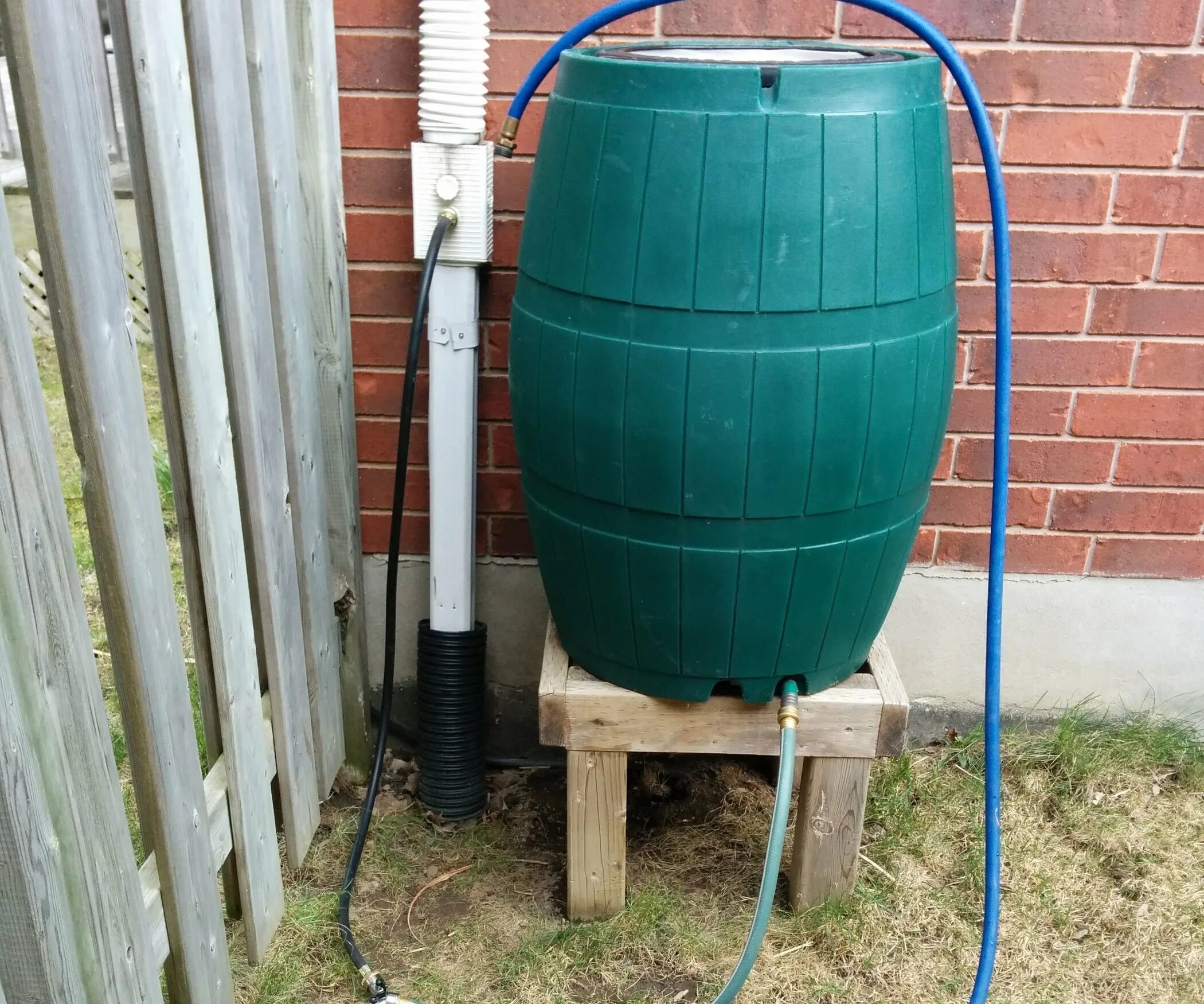 Какую бочку для капельного полива. Дождевая бочка rain barrel. капельный полив из бочек 200л. бочка для полива на даче.