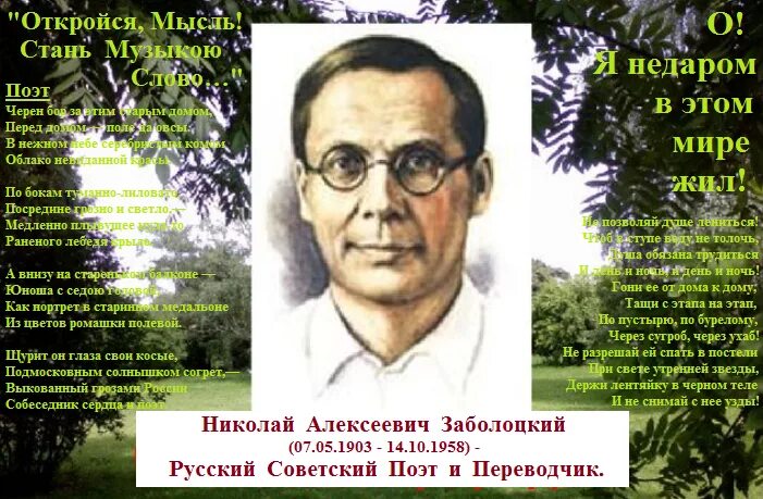 Заболоцкий биография. Николай Алексеевич Заболоцкий (1903-1958) - поэт, переводчик.. Николай Заболоцкий поэт. Николай Заболоцкий родился. Николай  Заболотский русский Советский поэт, переводчик.