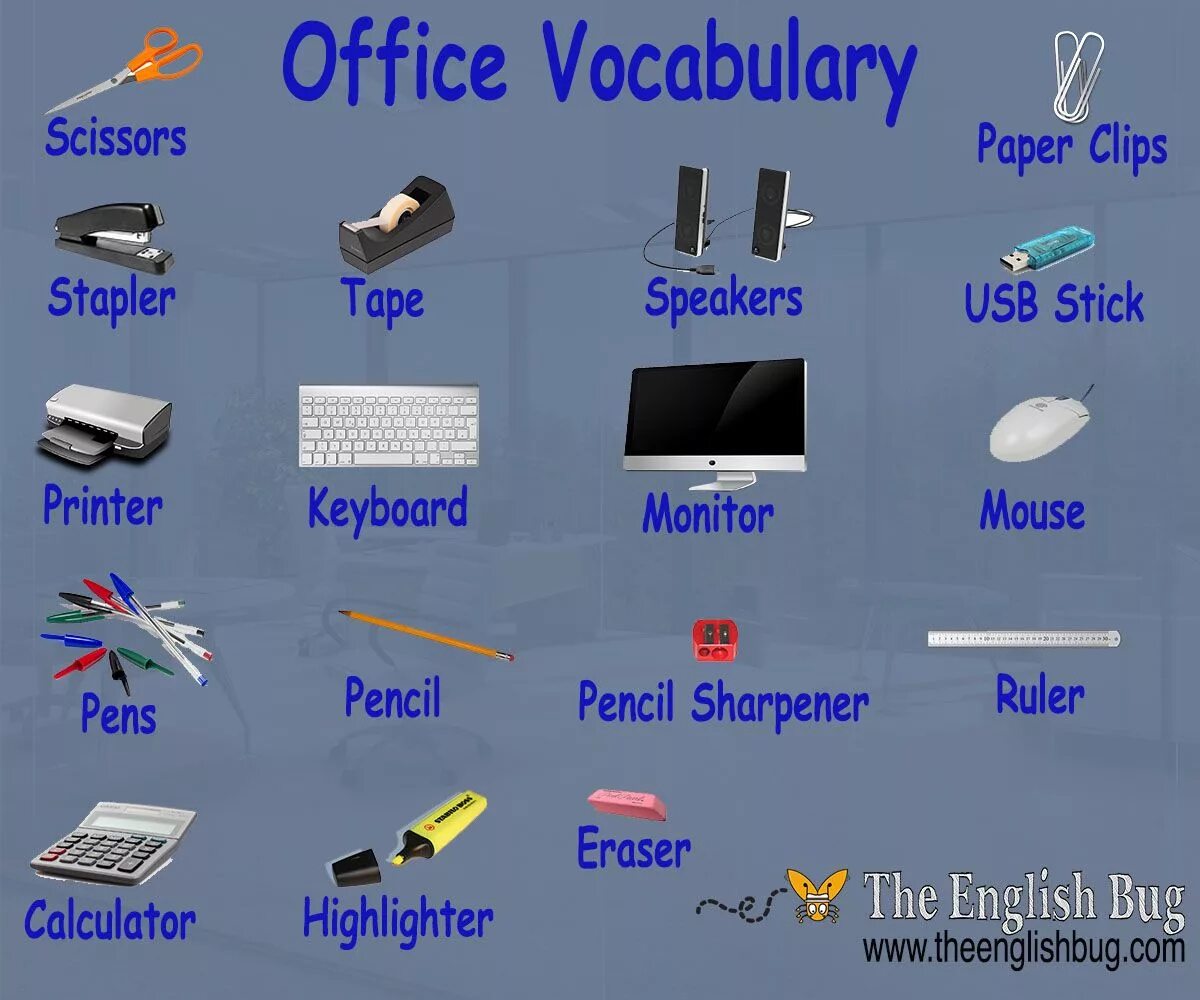 Офисные предметы на английском. Офисные принадлежности на английском. Названия предметов на английском языке. Vocabulary.