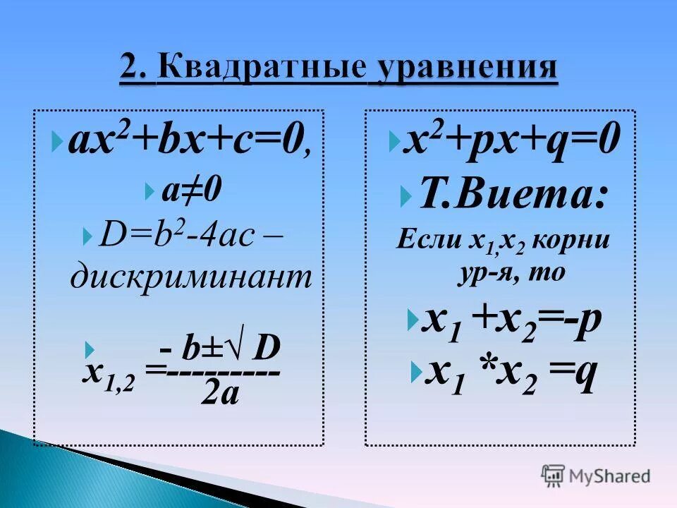 Ax2 7x c. Теорема Виета и дискриминант. Формула дискриминанта и Виета. Дискриминант и теорема Виета формулы. Дискриминант и Виет.