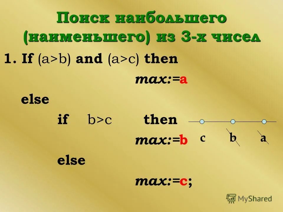 Else begin then begin. If a>b then c:=1 упростить выражение. If a == b { b = c }. Наименьшего. If then writeln.