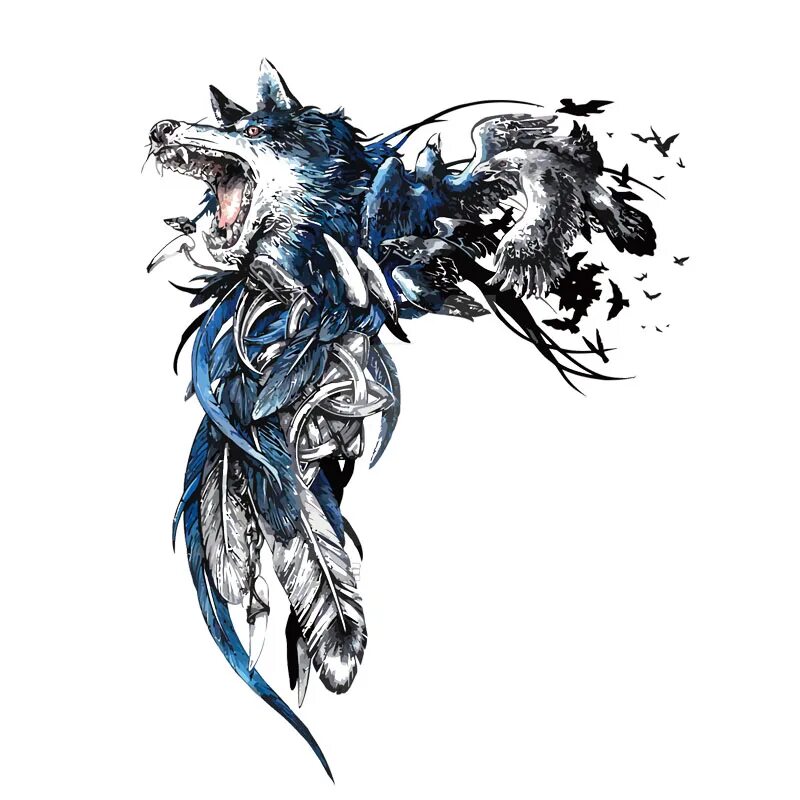 волк и ворон тату эскиз. волк эскиз. тату волк и ворон. эскизы татуировок волк. тату волк и ворон.