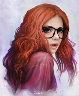 Нарисованная рыжая девушка