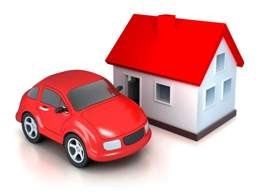 Недвижимость и недвижимая собственность. Дом и машина на белом фоне. Машина в квартире. Машина домик. Имущество машина.