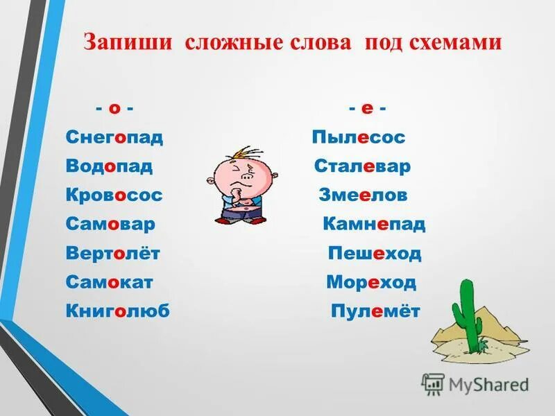 Сложные слова включают