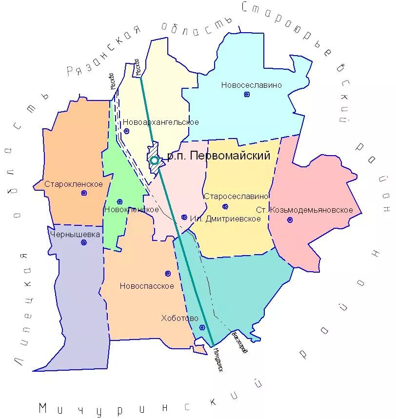 Карта г первомайский. Карта Первомайского района Тамбовской области. Карта Первомайский район Тамбовской обл. Первомайский район Тамбовская область карта с деревнями. Тамбов Первомайский район карта.