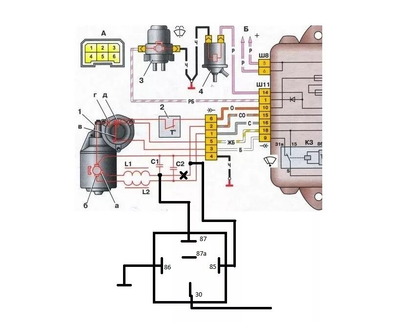 Не работает дв. Схема мотора дворников ВАЗ 2114. Схема включения стеклоочистителя ВАЗ 2108. Схема подключения моторчика стеклоочистителя ВАЗ 2109 карбюратор. Схема подключения мотора стеклоочистителя ВАЗ 2109.