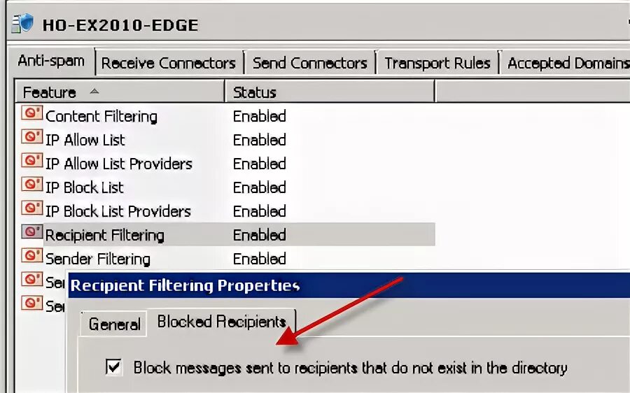 Extensions.blocklist.enabled. SMTP non exist recipient Error. 550 recipient
