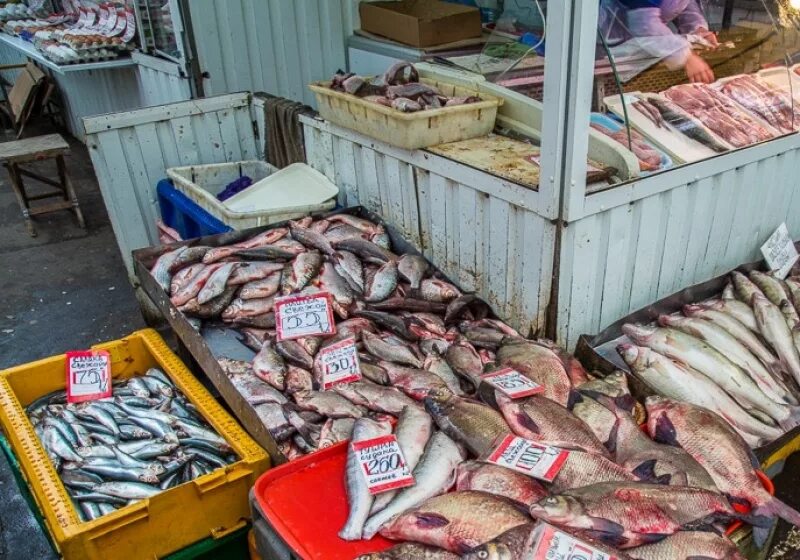 Торговля рыбой. Рыба на Сенном рынке. Свежая рыба на рынке. Сенной рыбный рынок.