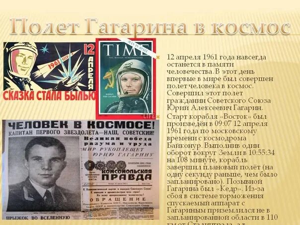 Полет гагарина в космос 12 апреля 1961. Полёт Гагарина 12 апреля 1961. 12 Апреля 1961 года полет Юрия Гагарина в космос. Гагарин 12 апреля.