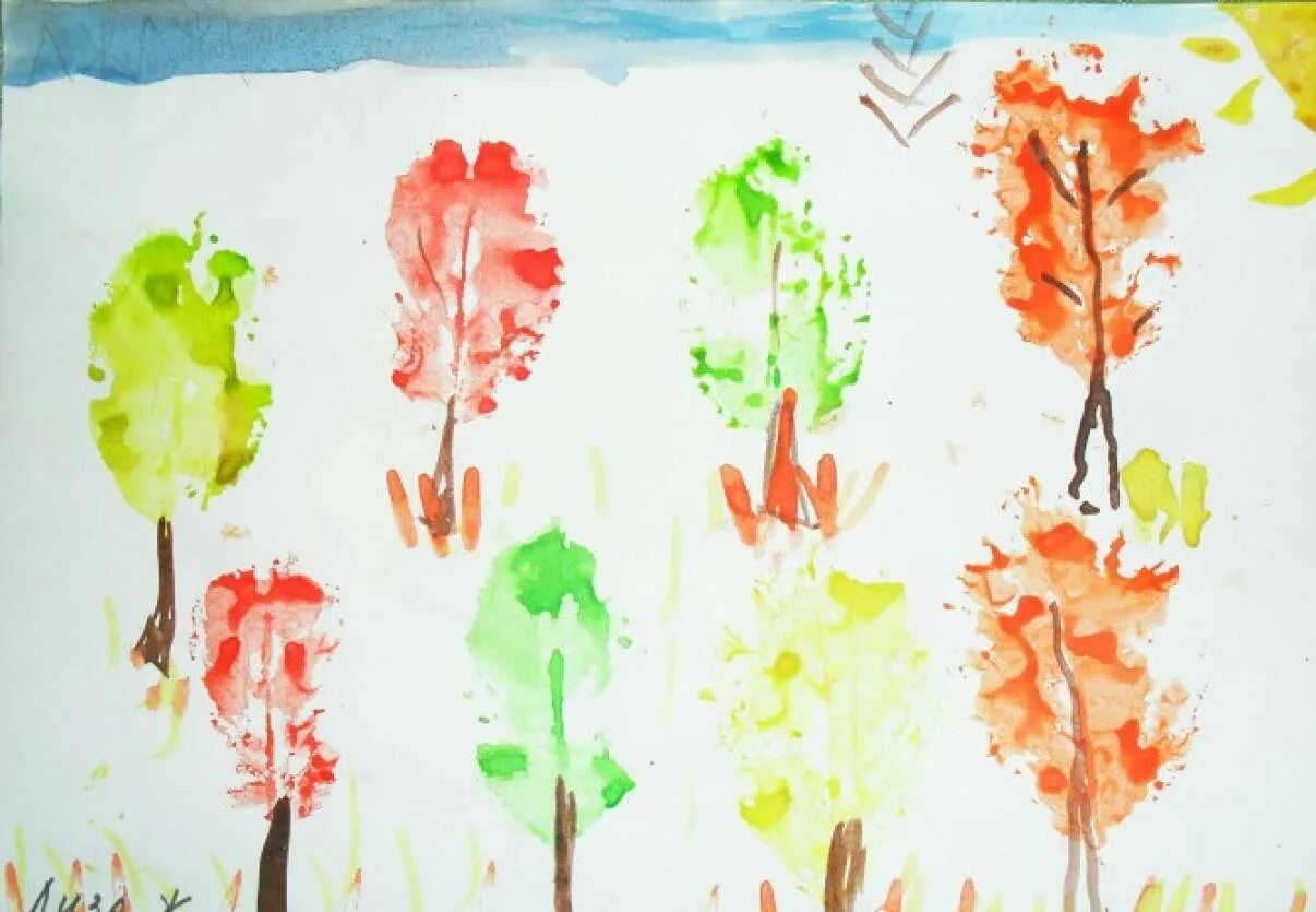 Рисование осенние листья в средней группе. Рисование печатание листьями в средней группе. Рисование осенний лес в средней группе. Рисование листопад старшая группа. Рисование леса в старшей группе