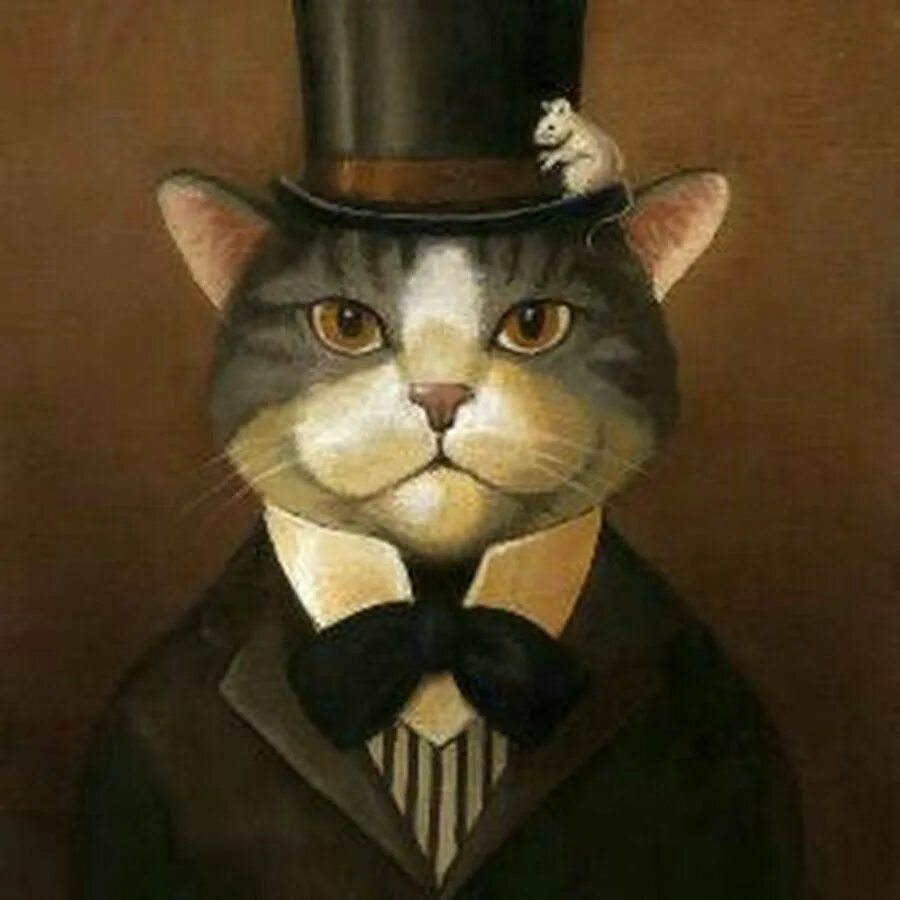 Кот джентльмен. Коты в шляпах. Кот во фраке.