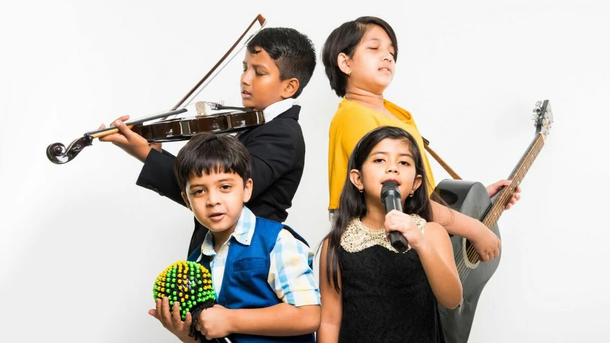 Performance for children. Children singing and dancing. popular singers childhood picture.