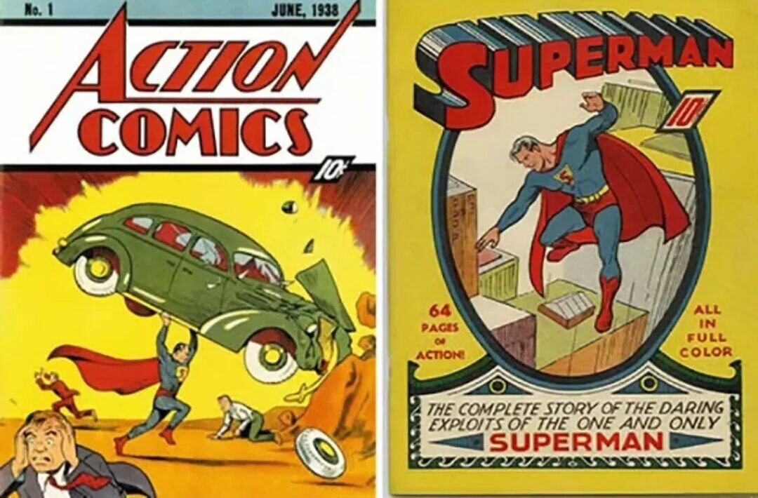 Комиксы про первый. Первый комикс про Супермена 1938. Супермен 1938 первый выпуск. Супермена в комиксе Action Comics #1. 1 Выпуск комикса про Супермена.