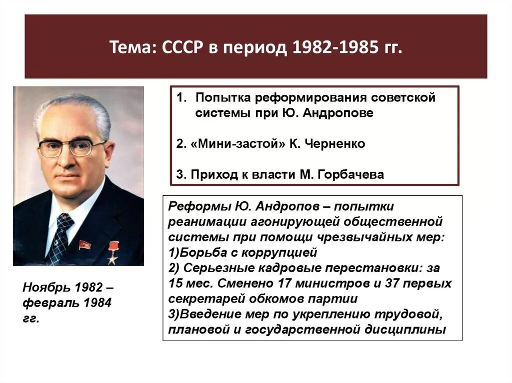 Таблица реформы Андропова Горбачев Черненко. Эпоха правления Брежнева Андропова. Политика СССР 1982 - 1985 Андропов Черненко. Эпоха застоя Брежнева Андропова Черненко.